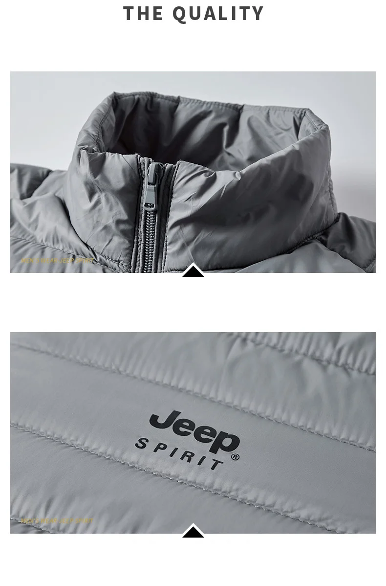 Бренд JEEP SPIRIT, легкий пуховик, мужской, Повседневный, однотонный, стоячий воротник, Осень-зима, пуховик, Мужская ветровка, теплое пальто