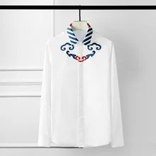 Minglu мужские рубашки роскошный китайский стиль вышивка длинный рукав мужские платья рубашки плюс размер 4xl модные вечерние свадебные рубашки мужские