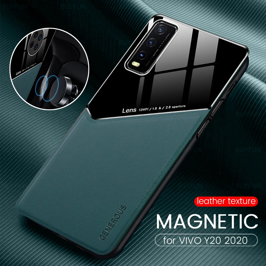 Leather Texture Pixleglass Car Magnetic Hloder Phone Covers For Vivo Y20 Y 20 2020 Vivoy20 Case Silicone Bumper Shockproof Coque Phone Case Covers Aliexpress