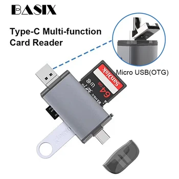

Basix Card Reader Micro USB 2.0 Type C to SD Micro SD TF Adapter Accessories OTG Cardreader Smart Memory SD Card Reader