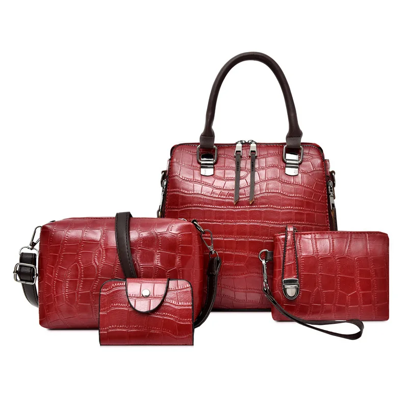 

2019 New Style Europe And America-Style Different Size Bags Four-piece Set Retro Versatile Alligator Print Handbag Women's Cross