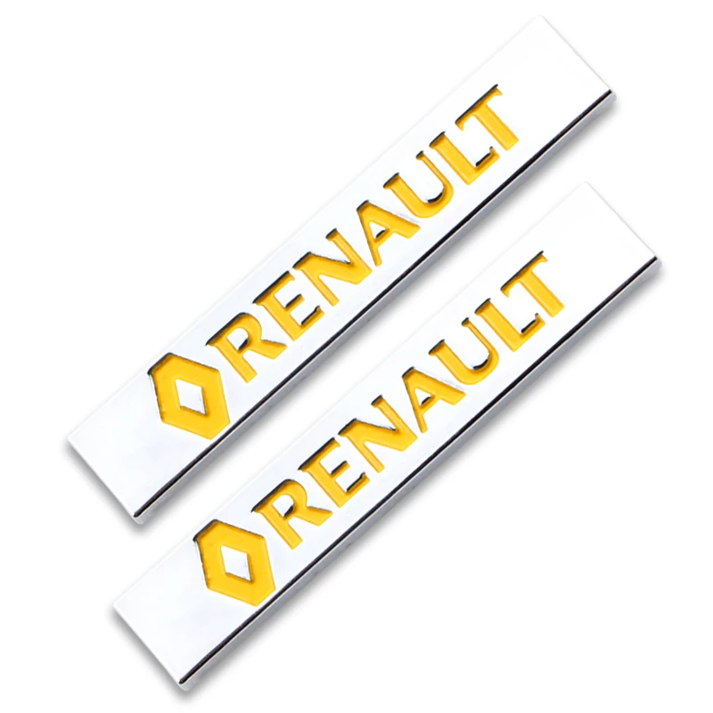 Yellow 2PCS Car Decoration Stickers Logo 3D Aluminium Metal Emblem Badge Decal For Renault Scenic Laguna Megane 3 Car Accessories - Название цвета: Yellow