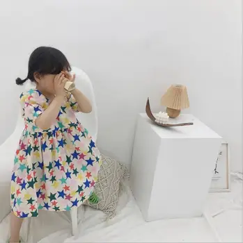 

2020 new girls printed dress summer cotton fashion girls dresses 2-7 years HV227