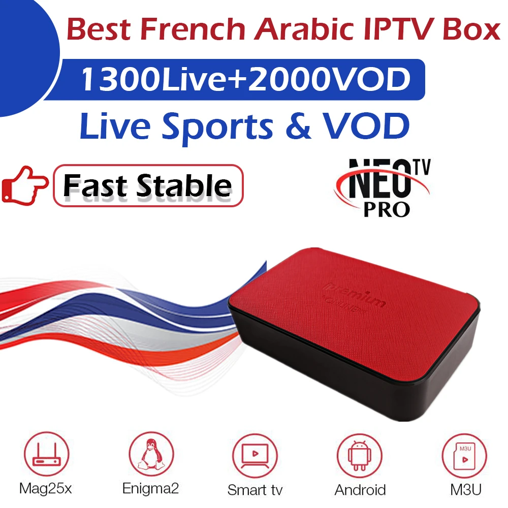 

iPremium Android TV Box+1 Year French Arabic IPTV 1200Live+2000VOD Wifi 4K BT4.0 Smart IPTV Box Europe NeoTVPro Neo IPTV