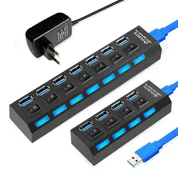 Hub usb 3.0 hub usb divisor usb multi usb 3.0 2.0 hub usb3 4/ 7 porto multiport hab acessórios para computador com adaptador de energia para computador
