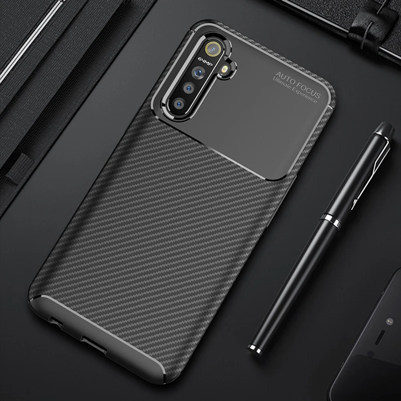 Чехол для телефона OPPO Realme X2 чехол из углеродного волокна роскошный Мягкий ТПУ