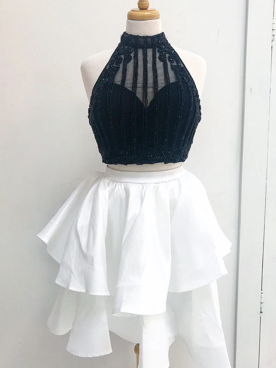 Vestidos de coctail комплект из двух предметов топы с бисером шелковый атлас Короткие Коктейльные Вечерние, выпускные платья