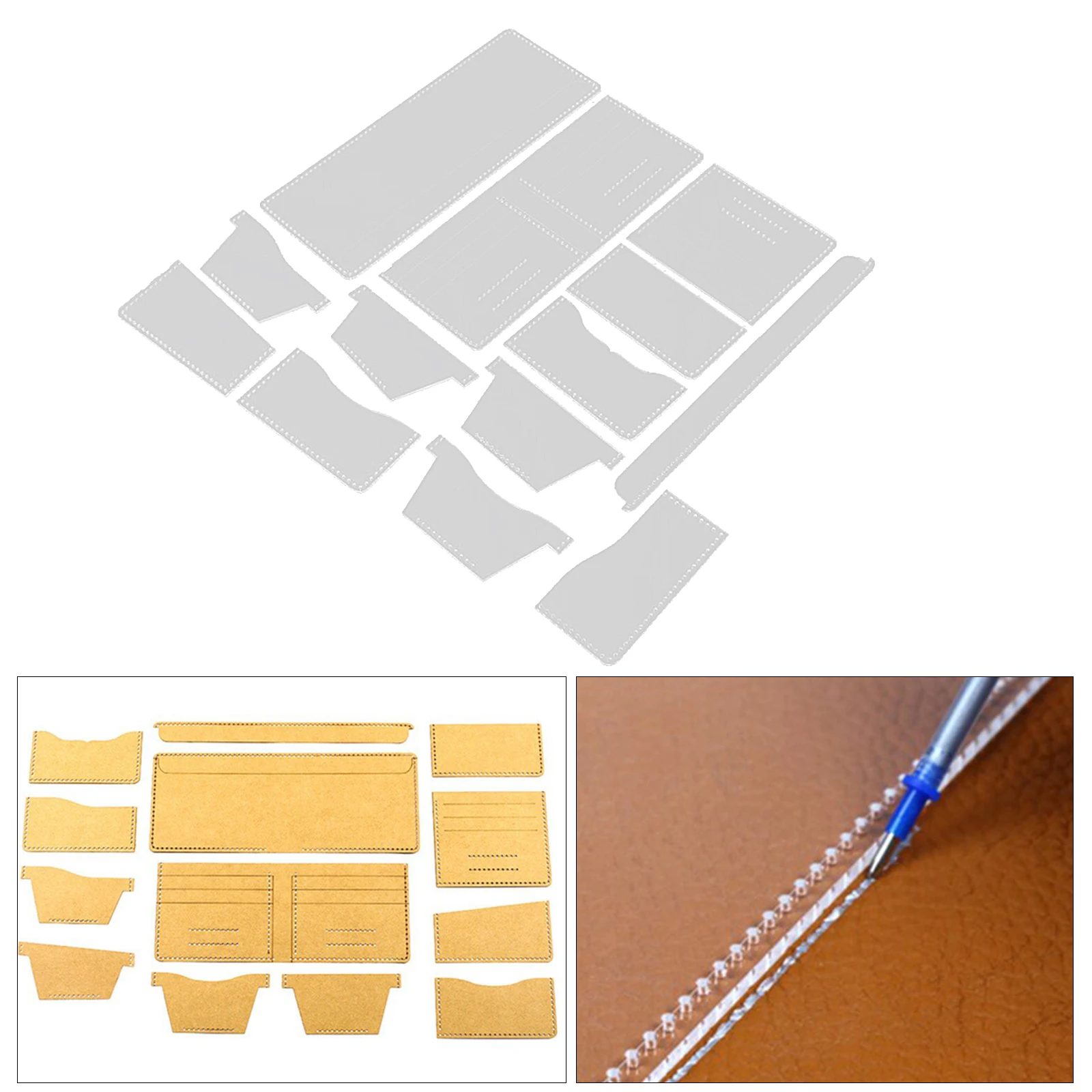 Acrylic Stencil 1set Clear Template Pattern Tool Wallet Card Holder Leather