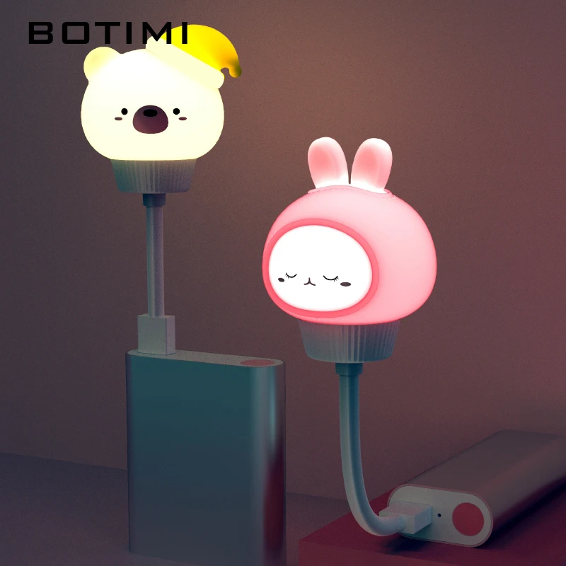 

BOTIMI USB LED Night Light Bedroom Kids Lighting Girls Room Pink Bedside Lamp Cartoon Energy-saving Plug-in Yellow Boys Lamps