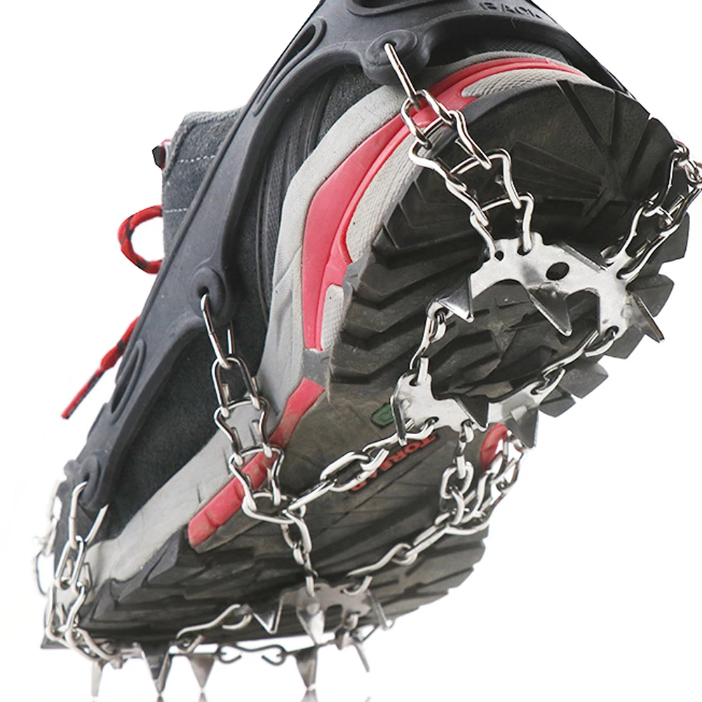 Stainless Steel 19 Teeth Universal Anti Slip Ice Snow Shoe Boot Grips Traction Cleats Crampon Spikes Crampons Ramponi Ice Crips