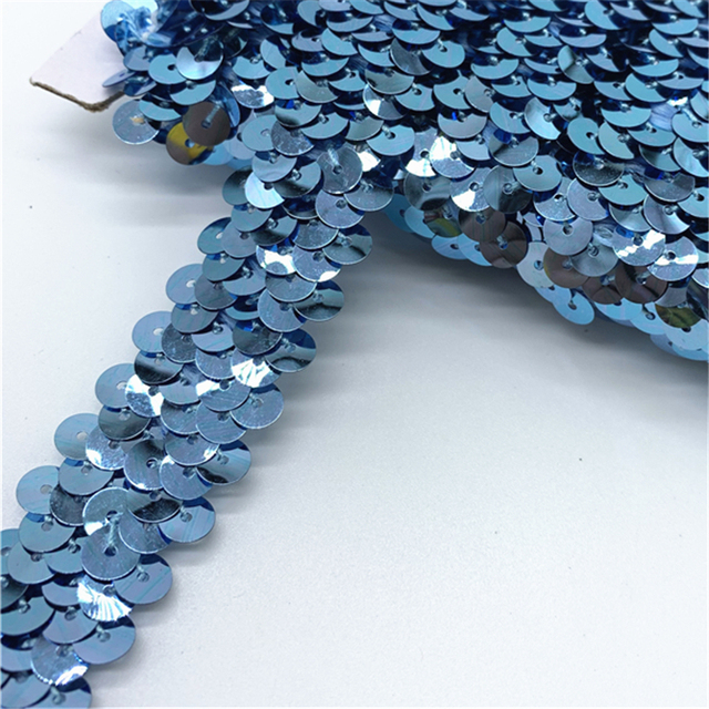 20mm Sequins Elastic Band Elastic Ribbon Lace Trim Sequin Sewing Fabric For Crafts Sewing Cloth Accessory Sequin Trim