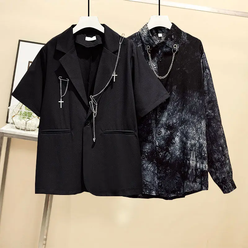 3 Piece Set Unisex Chain Cargo Pants Otaku gothic. Chian Blouse and Chain Vest Fall 2022 Harajuku Streetwear