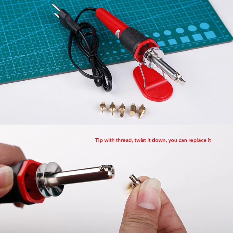 

EU/US/UK Plug 7Pcs/Set 30W 110/220V Electric Soldering Iron Wood Carved Soldering Iron Pen Welding Solder Tools with Solder Tips
