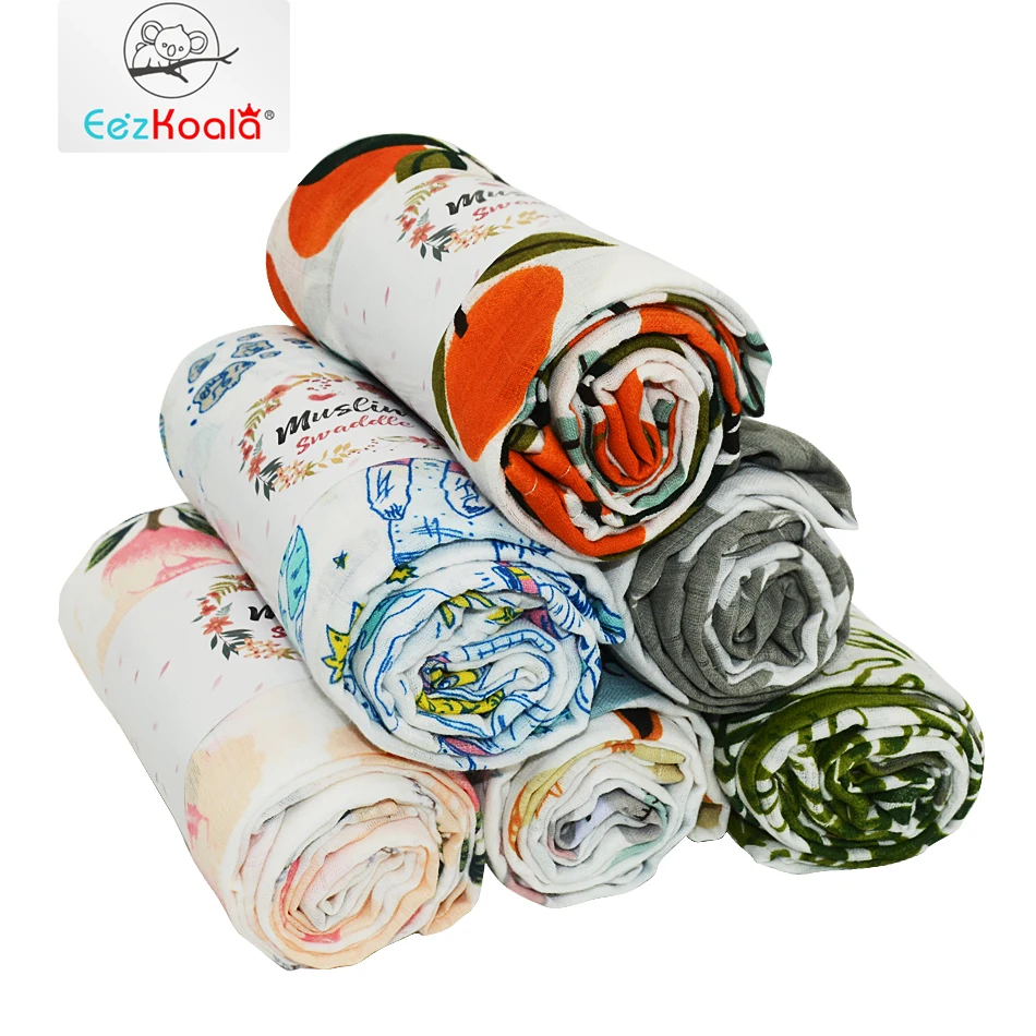

EezKoala 100% Cotton Muslin Baby Swaddle Blanket Newborn Wrap Hammock Swaddling Padding Wraps Bath Towel cloth diaper mat