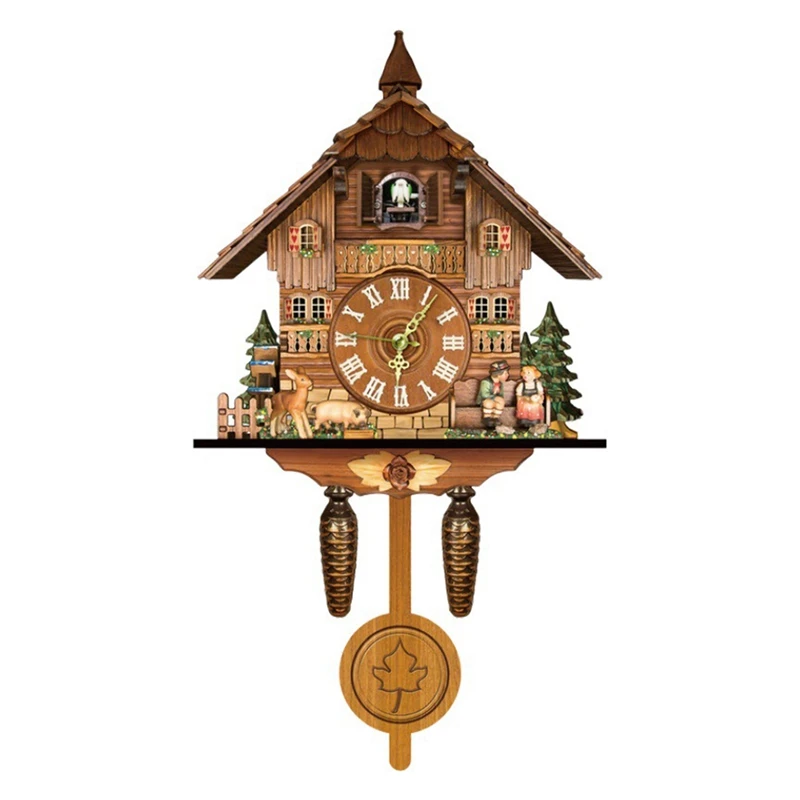 Cuckoo Clock Living Room Wall Clock Retro Style Forest Cuckoo Alarm Clock Wall Watch Children Decorations Home Alarm 