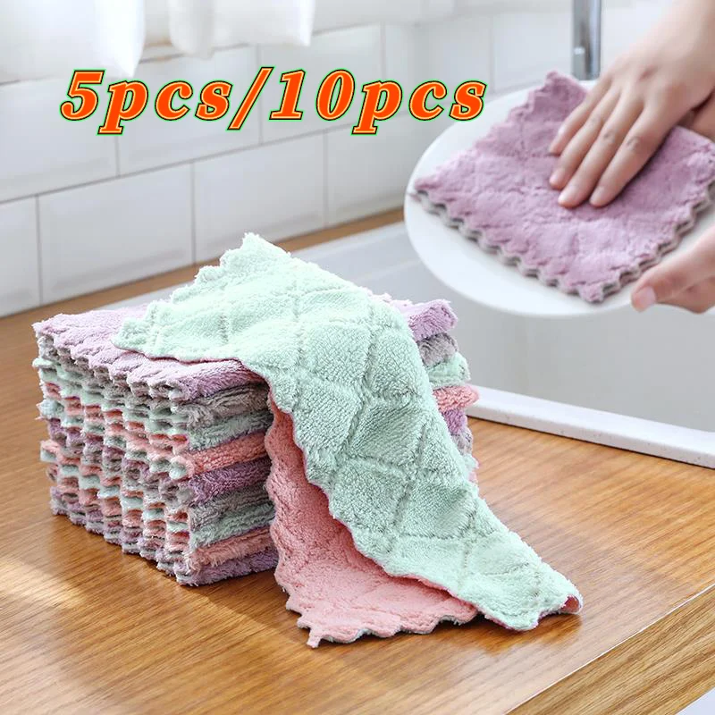 Кухонная тряпка для мытья посуды двусторонняя прочная Абсорбирующая Чистящая
