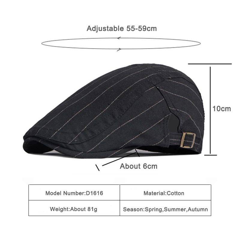 Classic Stripe Flat Caps For Men Spring Summer Visor Peaked Berets Hat Thin Herringbone Newsboy Cap For Women Unisex Adjustable kangol tropic monty