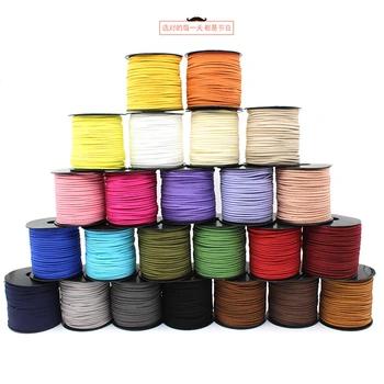 

100yards/lot 3mm Flat Faux Suede Braided Cord Korean Velvet Leather Handmade Beading Bracelet Jewelry Making Thread String Rope