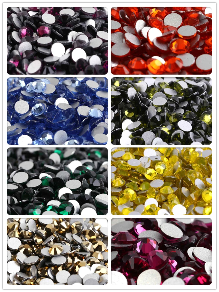 

ss2~ss12 Top Quality Crystal Non Hotfix Rhinestone Super Bright Glass Strass 3D Nail Art Decoration DIY Dress Clothing