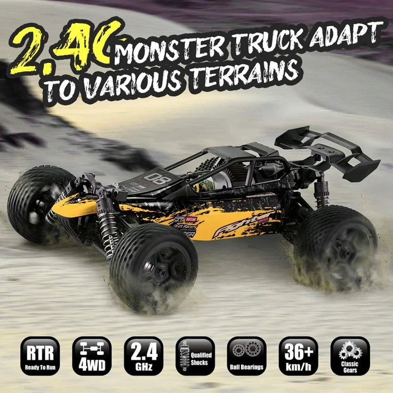1:16 Radio RC Car High Speed RC Cars 4WD 36KM/H Off Road Buggy Truck Electric Drift Toy Trucks Yellow 1:16 Radio RC Car High Speed RC Cars 4WD 36KM/H Off Road Buggy Truck Electric Drift Toy Trucks Yellow