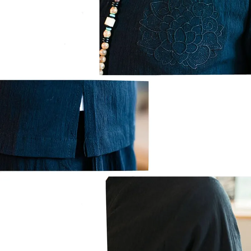 Discount 2019 Sinicism Cotton Linen Shirts Men Kimono Traditional Open Stitch Shirt Belt Pocket Male Three Quarter Sleeve Shirt S-5XL