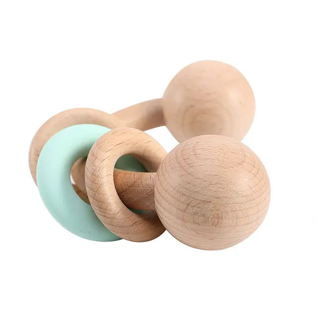 1PC Baby Rattle Toys Half Ring Beech Toys Silicone Rings Rodent Musical Chew Play Gym Montessori Stroller For Children Products 3