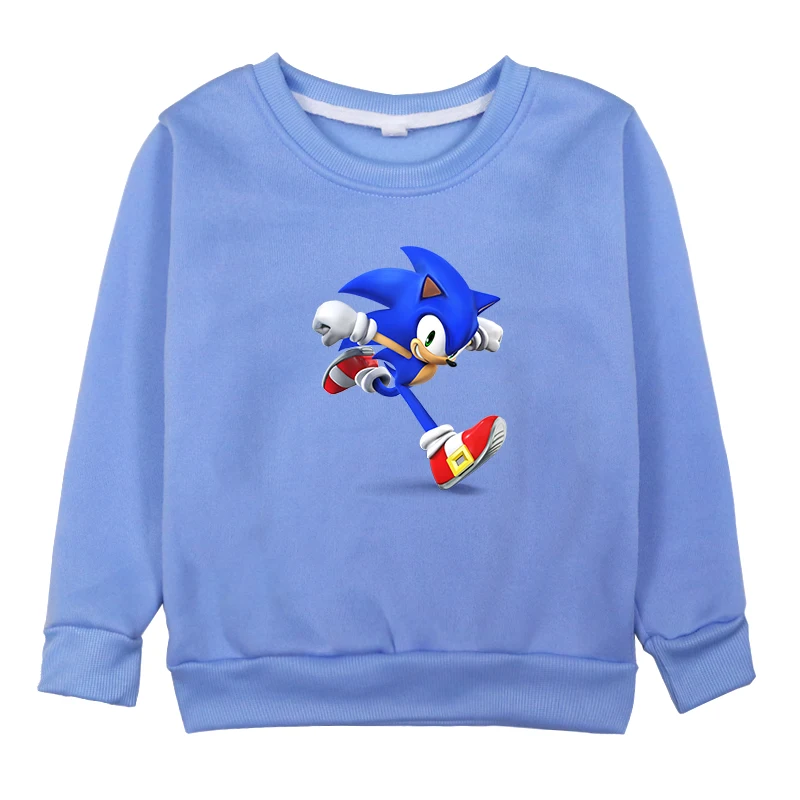 Пуловер Sonic The Hedgehog осенне-зимняя футболка для детей Топ, футболка с длинными рукавами детский пуловер для мальчиков и девочек, одежда для От 2 до 14 лет