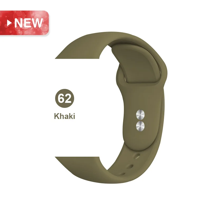 62 Силиконовый спортивный ремешок для часов Apple Watch 5 4 3 2 1 38 мм 42 мм ремешок для часов iwatch 40 мм 44 мм силиконовый браслет - Цвет ремешка: 62