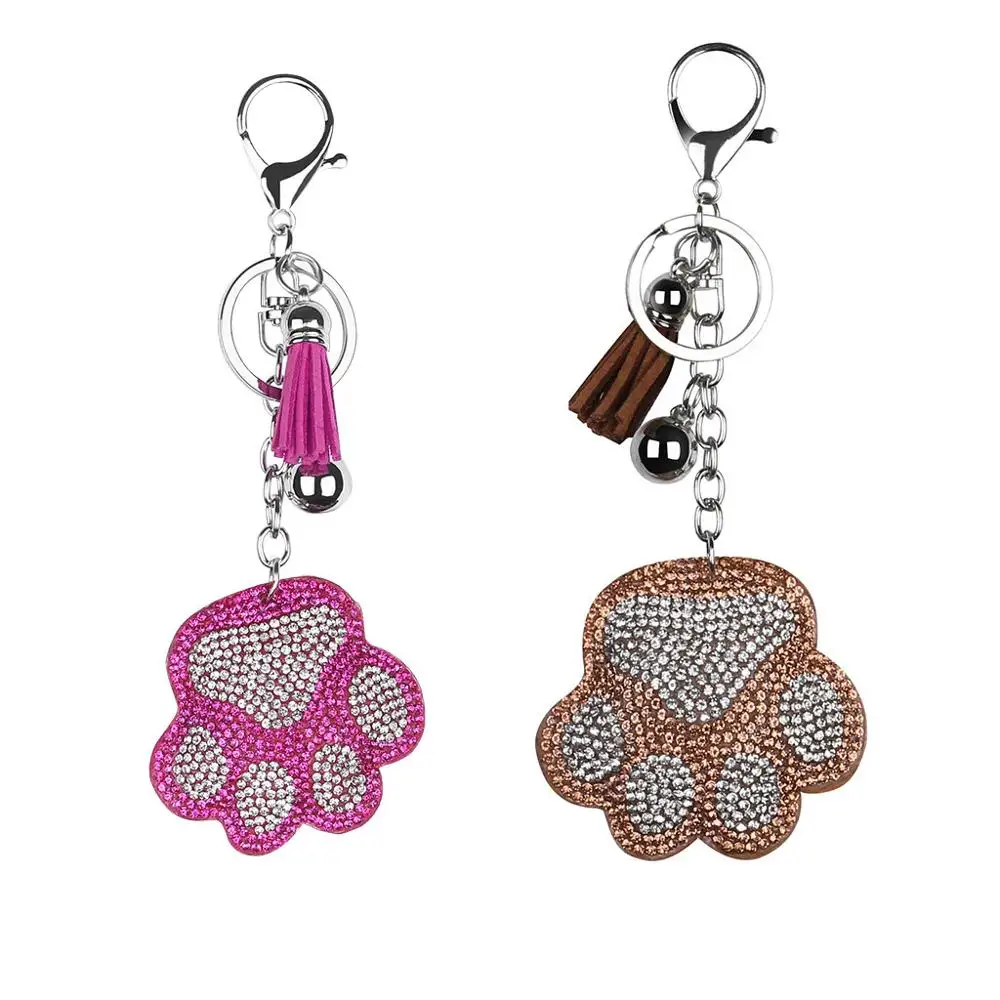 

1/4pcs DIY Full Drill Diamond Painting Keyring Cartoon Cat Bear Paw Keychain Diamond Painting Cross Stitch Pendant Decoration