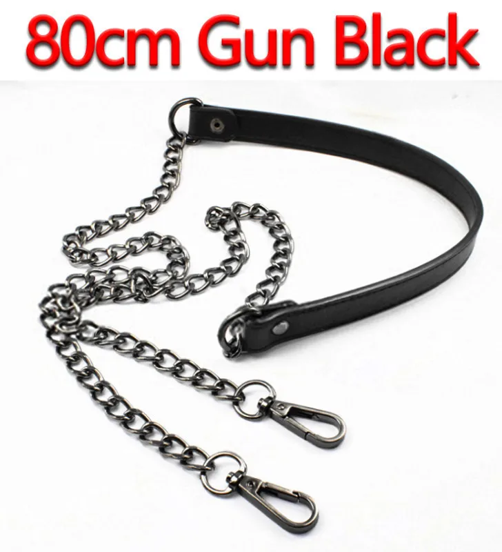 80cm Gun Black Diy 60 см-160 см сменная сумка через плечо с ремешком Diy черная искусственная кожа, ручка с золотом, серебром, пистолет черный, бронзовые металлические цепи - Цвет: 80cm Gun Black