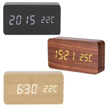 

LED Wooden Alarm Clock Watch Table Digital Thermometer Wood Despertador Electronic Desktop USB/AAA Powered Clocks Table Decor