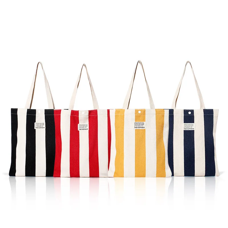 

Yue Qian Kay Canvas Bag 2018 Simple Stripes Students Hand Shopping Bag Casual Canvas Bag Women's Shoulder