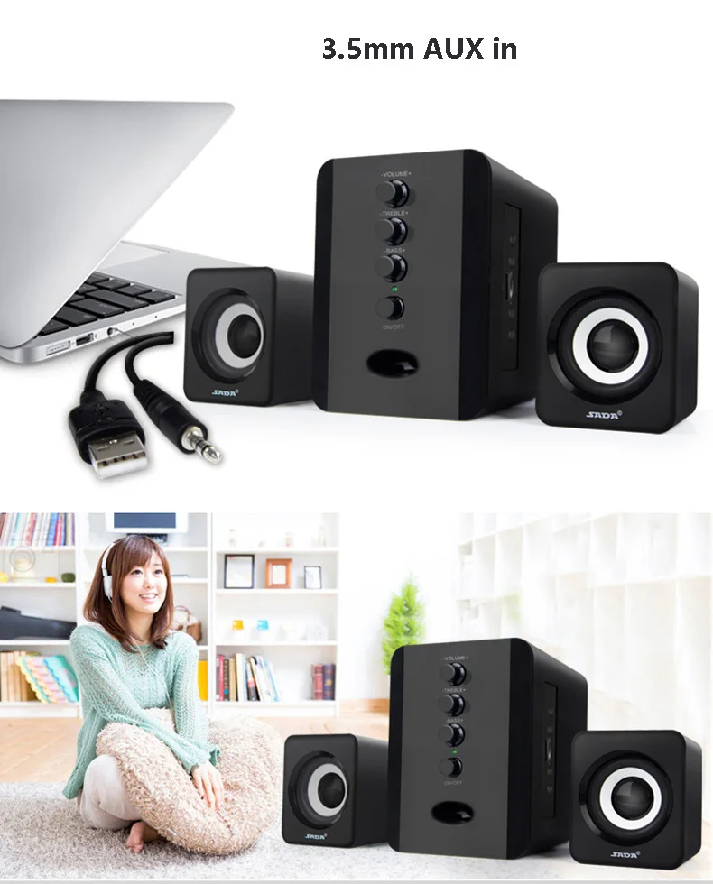 SADA D-226 Bluetooth Wireless 2.1 3 Channel Bass Combination Compurtur Speaker Subwoofer 3.5mm Jack Music Loud Speaker Support FM TF USB 3.5MM AUX for PC Laptop Cellphone