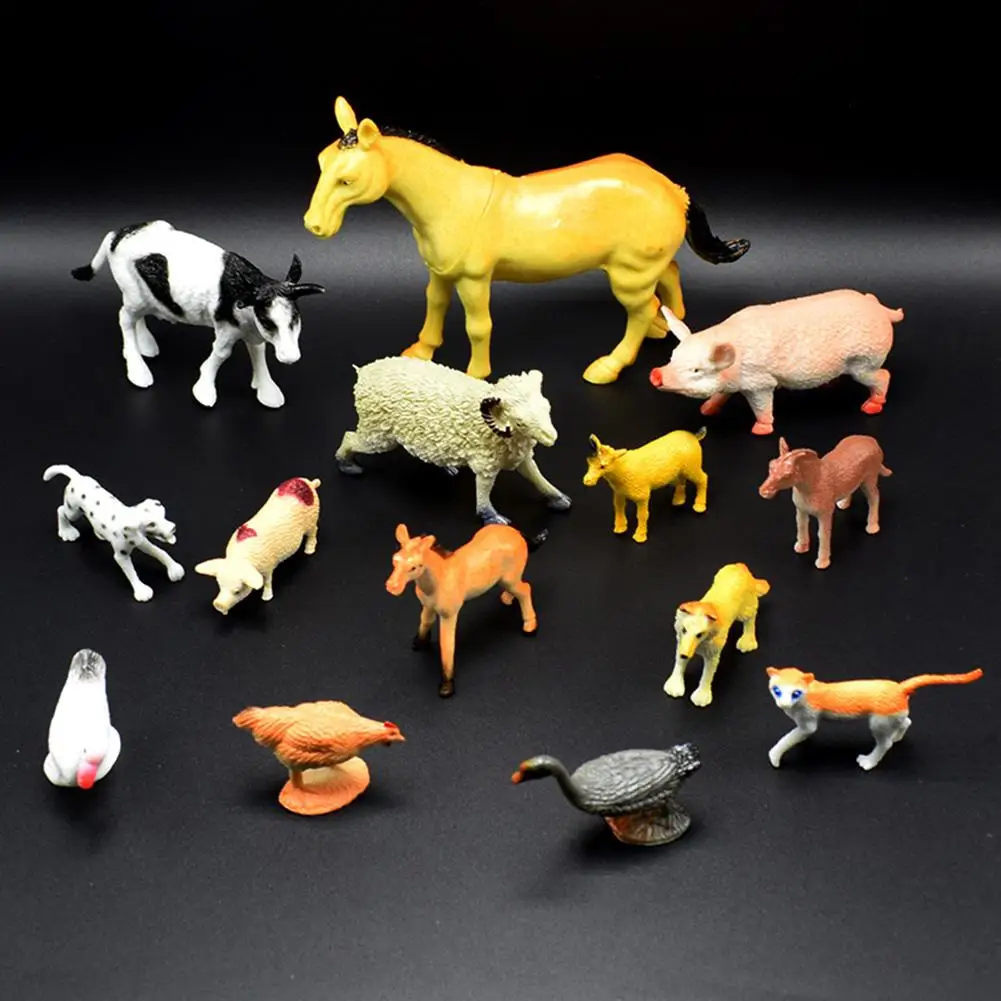 14Pcs Genuine Wild Jungle Zoo Farm Animal Series Jaguar Collectible Model Kids Toy Early Learning Cognitive Toys | Игрушки и хобби