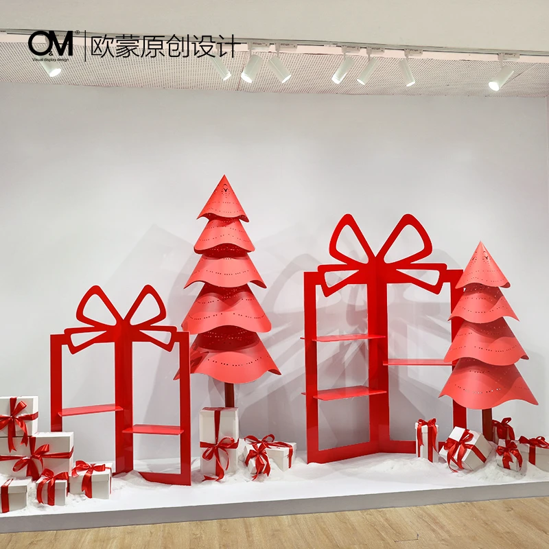 新しい年のギフトボックスクリスマスウィンターショーウィンドウデコレーションストア展示ホールシーンレイアウトポイントビューティアクセサリー ペンダント ドロップ装飾品 Aliexpress