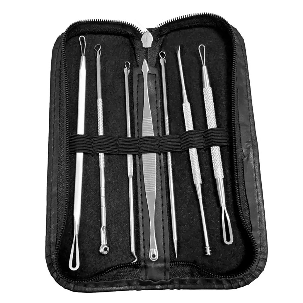 Stainless Steel Acne Needle 7pcs Facial Spot Pimple Remover Extractor Tool Comedone Face Care F19#35 | Красота и здоровье