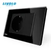 Livolo EU  Power Socket, White/Black Crystal Glass Panel, AC 110~250V 16A Wall Power Socket, VL-C9C1EU-11/12 ► Photo 2/3