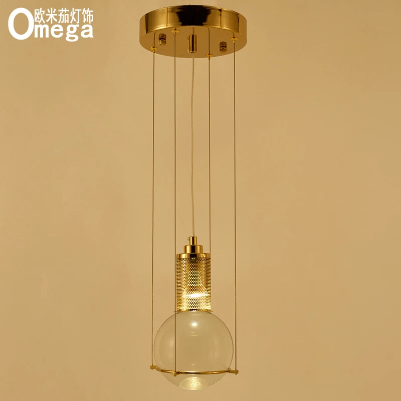 Postmodern designer crystal chandelier restaurant Nordic creative golden cafe bar personalized lighting
