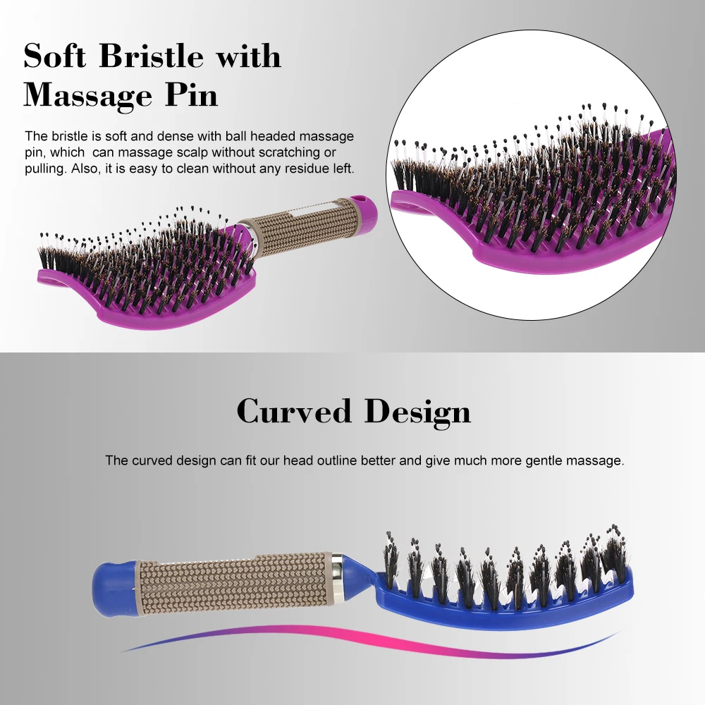 Bristle Nylon Hair Brush Detangle Hairbrush Hair Scalp Massage Comb Detangling Hairbrushes Hairdressing Salon Tools for 4