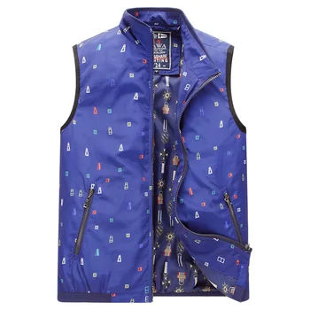 

Plus Size 4XL Fashion Brand Clothing Men's Vest Blue Black White European Style Embroidery Sleeveless Shark Jackets Coats