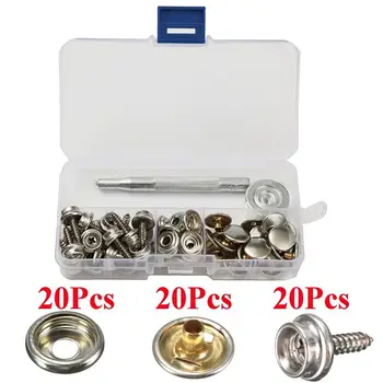 

62pcs Screw Boat Marine Repair Canvas Fabric Snap Fastener Cover Button Socket Screw Stud Self-Tapping Support Accessories 10mm