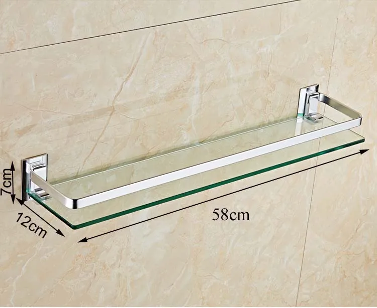 12x58cm 28/38/48/58 см квадратная стеклянная полка для ванной комнаты 8 мм толщина - Цвет: 12x58cm