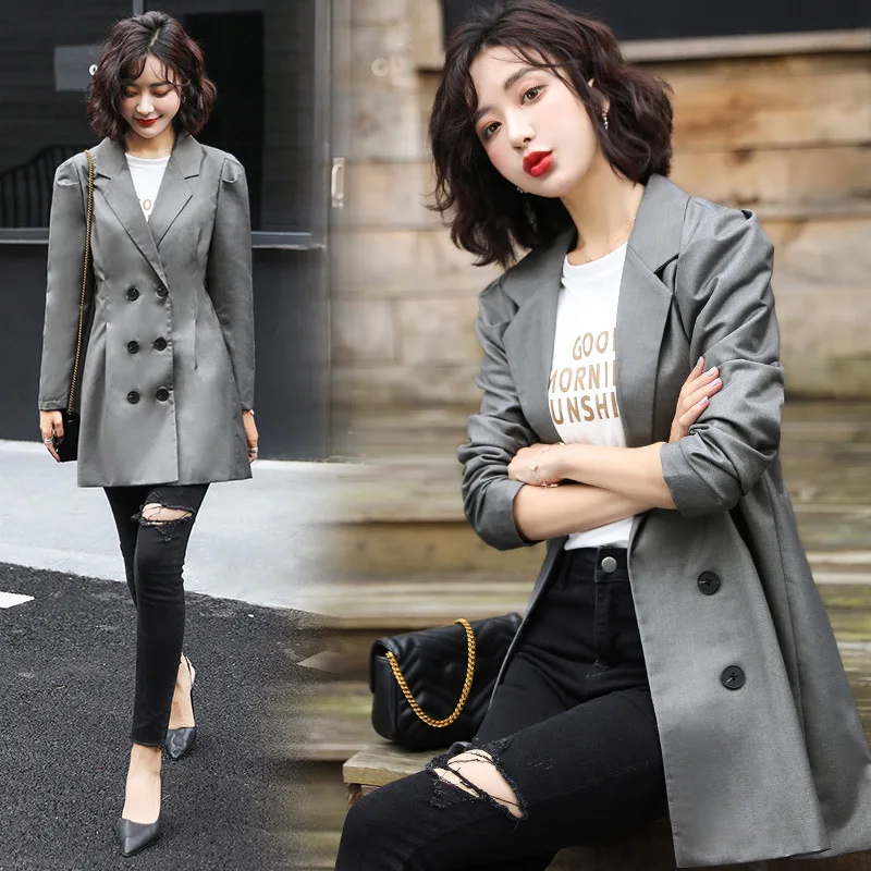 

Elegant Simple Versatile 2019 Autumn Fashion Suit Collar Suit Long Sleeve Cool Able