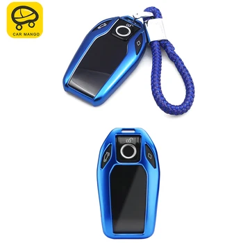 

CARMANGO Car Accessories ABS Key Case Key Cover Bag Black Blue Holder Chain Decoration for BMW 1 3 5 7 Series X1 X3 X4 X5 X6
