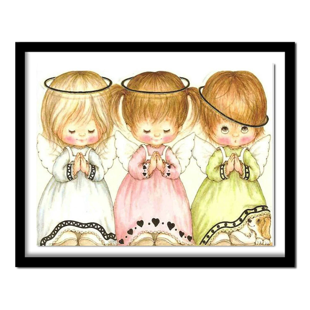 5D DIY diamond embroidery three angel girl painting Cross Stitch full drill Rhinestone home decoration | Дом и сад