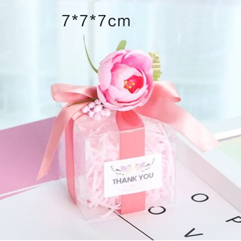 7x7x7 см/8x8x8 см DIY новинка 10 шт. розовый цветной цветок Свадебная упаковочная коробка индивидуальная ручная работа на заказ европейские креативные коробки для конфет - Цвет: 7x7x7cm