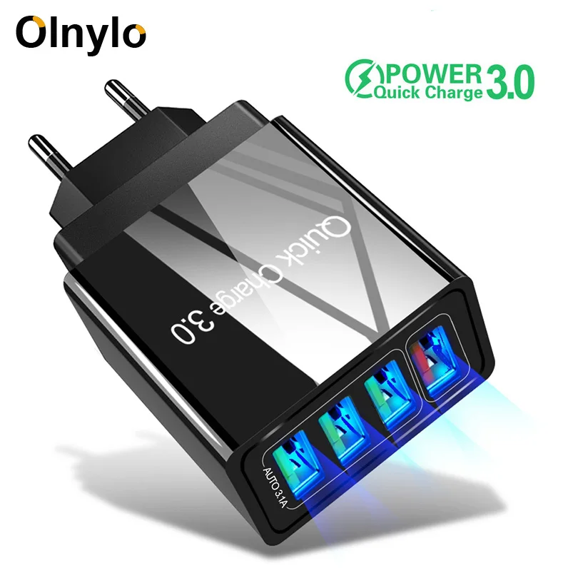 Olnylo Быстрая зарядка 3 0 2 USB зарядное устройство 4 порта быстрая для iPhone 11 QC дорожные