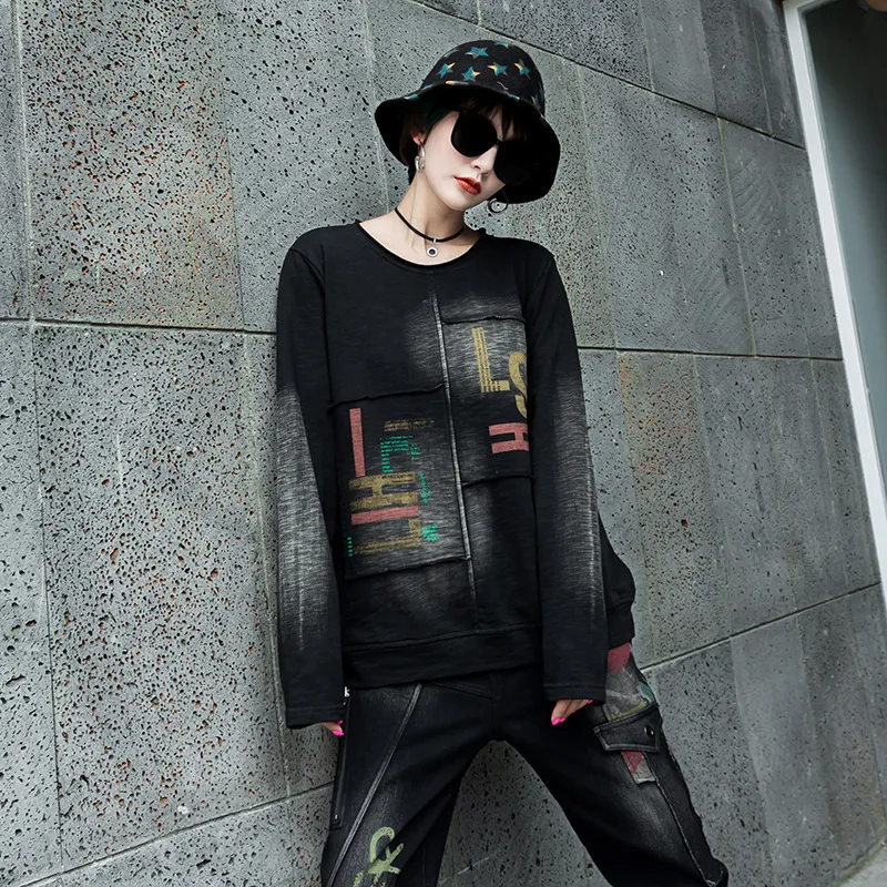 Max LuLu Winter Clothing Korean Fashion Denim Tops Womens Printed Long Sleeve Tee Shirts Vintage Kawaii T Shirts Plus Size