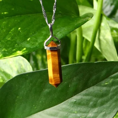Tiger eye 1 шт., натуральный кристалл, аметист, розовый кварц, шестигранный стержень, кулон, кварц, минеральное ювелирное изделие, украшение для пары, подарок на праздник, ювелирное изделие - Цвет: Tiger eye