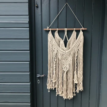 

1pc Macrame Wall Hanging Tapestry Cotton Rope Tassel Hand Tapestry Geometric Wall Decor Boho Chic Bohemian Woven Home Decoration